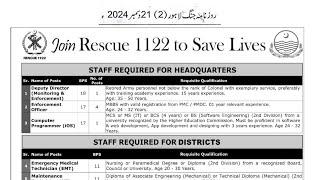 Punjab Rescue 1122 New Jobs 2024 | Latest Government Jobs in Pakistan