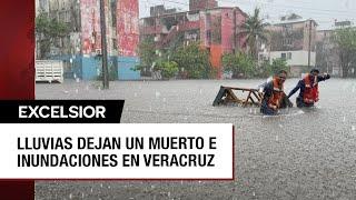 Un muerto y zonas inundadas en Veracruz por intensas lluvias