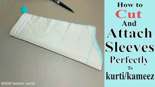 How to cut and attach sleeves to kurti/kameez). cutting and stitching