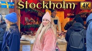 Cold Winter Walk | Snowy Stockholm Gamla Stan Christmas Market 4K