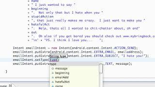 Android Application Development Tutorial   37   PutExtra method for an Email Intent   YouTube