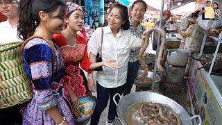 Đi chợ phiên Bắc Hà Lào Cai ăn toàn món ngon Chợ phiên Tây Bắc cùng Song Hỷ Vlog Bếp Trên Bản