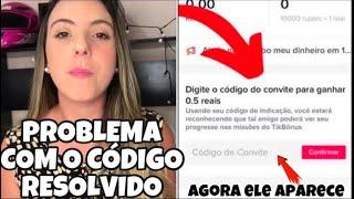 [RESOLVIDO] TIKTOK CÓDIGO DE CONVITE ERRO NA INTERNET - Colocar código não aparece