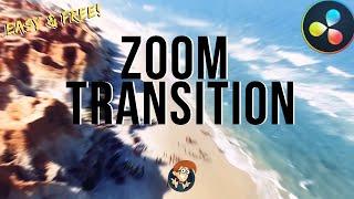 ZOOM TRANSITION! EASY, FREE and without Fusion! Davinci Resolve - 5 Minute Friday #39