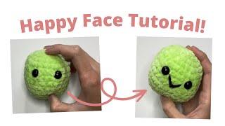 How to embroider a happy face/smile for amigurumi- sewing on a crochet plushies face