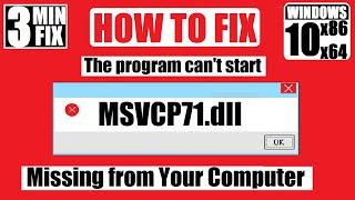  How To Fix MSVCP71.dll Missing from your computer  Not Found Error Windows 10\7\1132 /64 bit