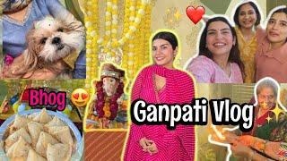 VLOG :Ganpati 2024 | Bappa At Home|Mini Samosa For Bhog| Meeting Creator Friends| Yashita Rai