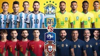 Argentina & Brazil Ultra VS Portugal & France Ultra VS  (Ronaldo Messi Neymar Mbappe Benzema)