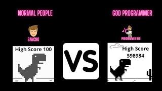 Playing Chrome T-Rex Dino Game | Normal people vs God Programmer