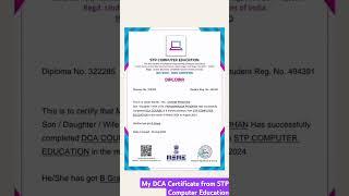 My DCA certificate form STP Computer Education