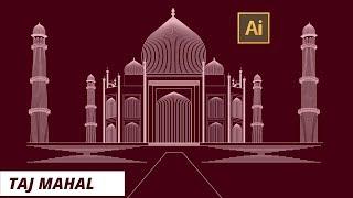 Create Taj Mahal in Adobe Illustrator using blend tool | Line Art Tutorial