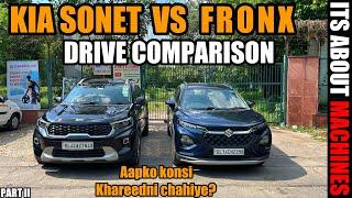 Suzuki Fronx 2023 vs Kia Sonet  | Detailed Drive Comparison | Luxury & comfort vs Engine & Average