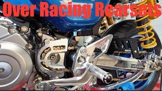 Over Racing Rearsets and Sprocket Cover on Honda Monkey