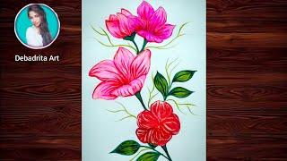 Very Easy flower drawing steps for beginners || Debadrita Art