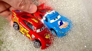 Disney Pixar Cars Fall in Water: Lightning McQueen, Francesco, Chick Hicks, Tow Mater, Sally, Storm