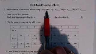 Math Lab: Properties of Logs (Part 1)