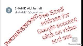 free Email address for Google account with password