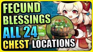 ALL 24 Fecund Hampers Locations SPEEDRUN! Fecund Blessings Chests Genshin Impact Of Ballad and Brews