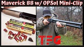 Mossberg Maverick 88 w/ OPSol Mini-Clip to Use 12 Ga Mini-Shells- TheFirearmGuy