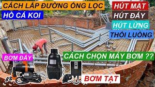 Cách Lắp Đường Ống Lọc Hồ Cá Koi. Cách Chọn Phi Ống, Số Lượng, Vị Trí Đặt. Cách Chọn Máy Bơm Hồ Koi