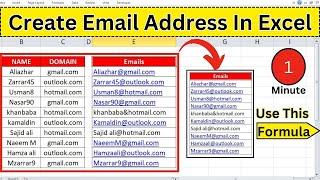 How to Create Email Address In Excel Using Formula | Generate Bulk Emails |