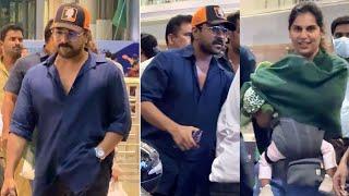 Global Star Ram Charan With Wife Upasana & Daughter Klin Kaara Spotted @ Hyd Airport