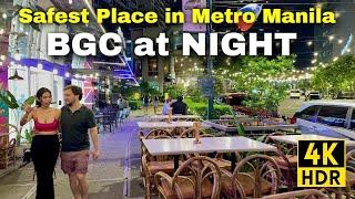 Safest Place in Metro Manila | BGC at Night - Streets Walking Tour Philippines