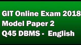 GIT Online Exam 2018 Model Paper 2 DBMS English