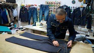 The process by which handmade jeans are made. A Japanese jeans craftsman who sticks to handmade.