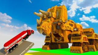 Massive Showdown: Cars vs Giant Iron Robots in Teardown!