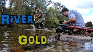 Carolina Motherlode - River Rock and Wire Gold panning w/Garrett Super Sluice KAYAK PROSPECTING