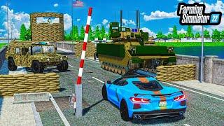 BRIDGE LOCKDOWN! STOLEN $10M TANK (MILITARY CHECKPOINT) | FS22