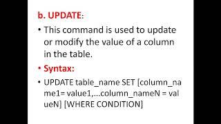 SQL COMMANDS WITH SYNTAX AND EXAMPLES (Part II)