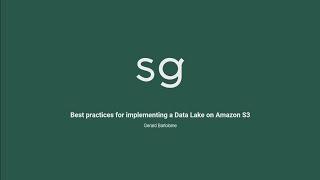 AWS re:Invent 2019: Implementing a data lake on Amazon S3 ft. Sweetgreen (STG359-R)