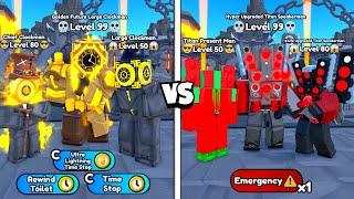 YELLOW CLOCKS vs RED TITANS UNITS! Toilet Tower Defense