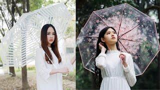 Beautiful girl with umbrella  collection for rain//girl with umbrella in rain images