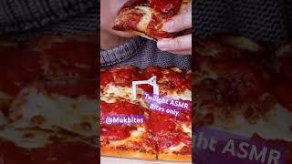 Twilight ASMR cheesy pepperoni Detroit pizza mukbang bites only #viral #mukbang #fyp #new #food #rm