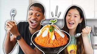 My Husband Tries Korean Ice Cream "Bingsoo" for the First Time!