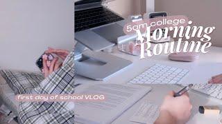 my 5AM PRODUCTIVE MORNING ROUTINE 2022  FIRST DAY of college study vlog (new semester)