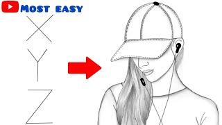 How to draw a girl with cap | Girl drawing easy step by step | Beautiful girl drawing for beginners