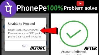 Phonepe unable to proceed..Oops! unable to send sms please check your sms pack phone balance !!