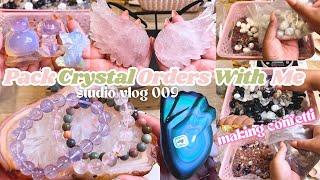 Pack Crystal Orders with Me! Crystal Business Studio Vlog! Crystal Studio Vlog #009 ColdbrewCrystals