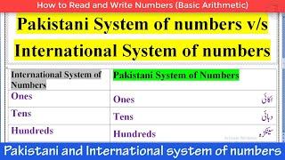 Pakistani and International Number System - Pakistani Place Value System in Urdu