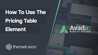 How To Use The Pricing Table Element