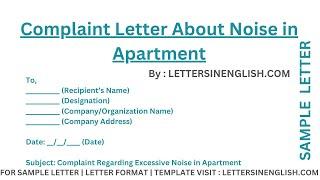 Complaint Letter About Noise in Apartment - Letter Regarding Complaint About Noise in Apartment