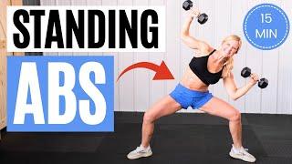 15 min Standing Ab Workout Core with Dumbbells (No Repeat)