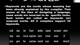 ppt slides on what is  token in c | types of token,identifier | special character in C |strings in C