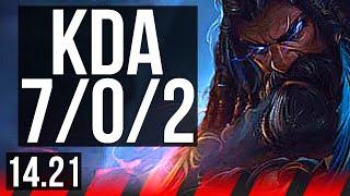 UDYR vs DARIUS (TOP) | 7/0/2, 7 solo kills, Godlike | KR Master | 14.21