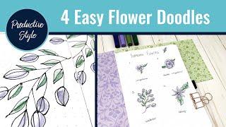 Four Easy Flowers for February Bullet Journal Spreads