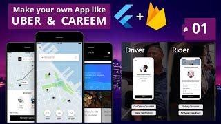 Uber Clone Flutter & Firebase App Tutorial 01 | iOS & Android Taxi App | Ride Sharing App Tutorial